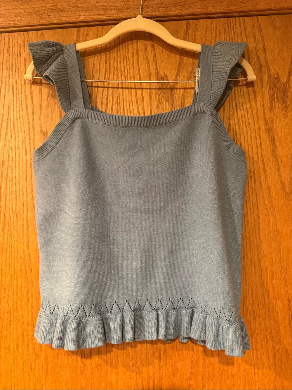 LOFT Sky Blue Ruffle-Strap Knit Tank - Picture 2 of 7